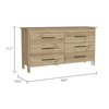 Tuhome Hms 6 Drawer Double Dresser, Four Legs, Superior Top, Light Oak/White CDB7667
